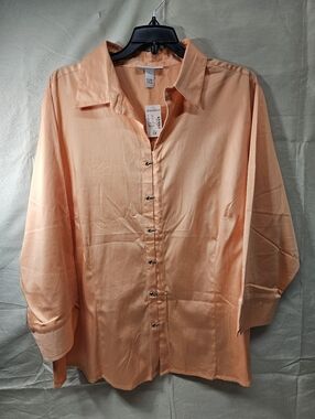 Dressbarn Woman Women's Tangerine Collared Blouse Size 3x
